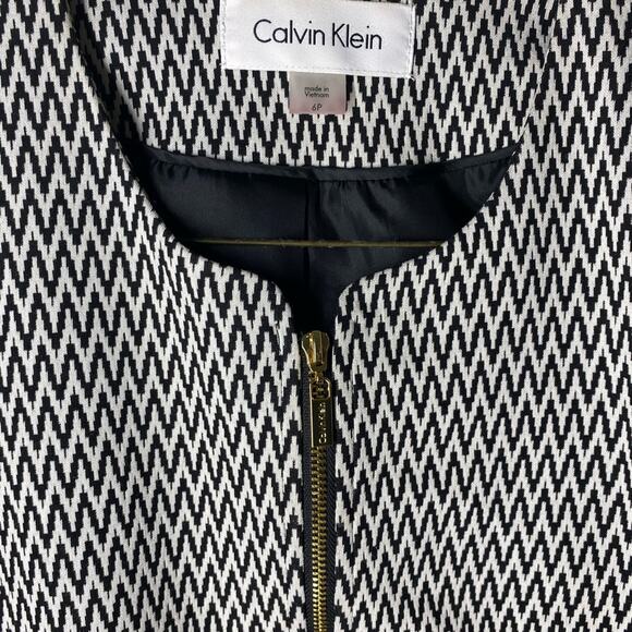 Calvin Klein Zippered Front Blazer Size 6P Black & White Tailored Petite - Picture 6 of 14